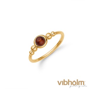 Aagaard by S Ring i 14 karat rødguld med kugler og rav cabochon 14632776-35